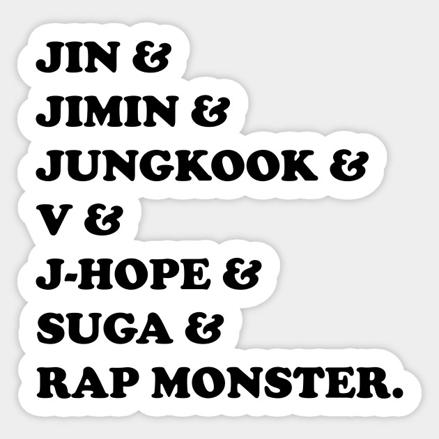 stage names Bts Sticker TeePublic
